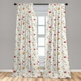 thumbnail image 5 of Ambesonne Cartoon Curtains, Birds Swirls Flowers, Pair of 28"x84", Multicolor, 5 of 5