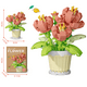 thumbnail image 5 of Ramo de bloques de construcción creativos, regalo en maceta con planta de flor eterna, planta en maceta con girasol y rosa, juguete de bloques de construcción ensamblado, 5 of 5