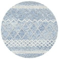 thumbnail image 4 of SAFAVIEH Glamour Drew Geometric Chevron Wool Area Rug, Blue/Ivory, 6' x 6' Round, 4 of 8