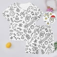 thumbnail image 2 of FYEGRE Kids DIY Hand Painted Homewear Set Interactive Coloring Pajama Outfit For Children Play Wear White 5-6 Years, 2 of 4