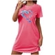 thumbnail image 2 of Camisón corto de talla grande para mujer, camisón de manga corta con estampado de pecho a la moda, camisón para mujer, 2 of 7