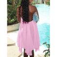 thumbnail image 4 of Womens Red Halter Neck Sleeveless High-Low Mini Dress, Elegant Party Dress For Summer Events, 4 of 5