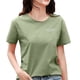 thumbnail image 1 of Gibobby Playera de Manga Corta con Cuello Redondo Mujeres Casual Letras Impresión Diaria Camisas Cuello Redondo Manga Corta Camiseta Suelta Tee Tops Túnica Blusa(Verde,CH), 1 of 5