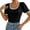 Black, variant on fatyb Womens Ribbed T-Shirts Square Neck Slim Basic Tee Tops Short Sleeve Patchwork Tshirts for Women