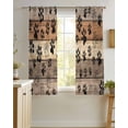 thumbnail image 4 of Brown Beige Sheer Curtains 39 Inch Length 2 Panels Set for Living Room/Bedroom, Rustic Farmhouse Dog Paw Vintage Kitchen Curtains Grommet Semi-Sheer Curtains Drapes Window Treatments 27.5"x39"x2, 4 of 7