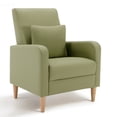 thumbnail image 6 of Upholstered Faux leather Accent Chairt, Lounge Seat Armchair with Removable Pillow and Sturdy Wood Legs, Green, Set of 1, 6 of 9