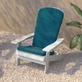 thumbnail image 2 of Flash Furniture Charlestown Set of 2 All-Weather Poly Resin Indoor/Outdoor Folding Adirondack Chairs in White with Teal Cushions for Deck, Porch, and Patio, 2 of 13