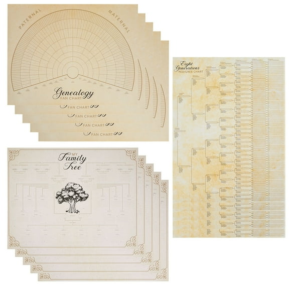Blank Family Tree Genealogy Charts and Forms (17 x 22 Inches, 15 Pack)