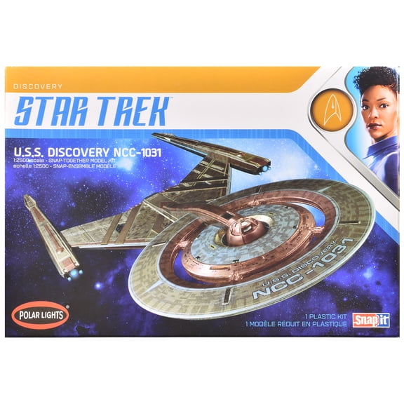 Skill 2 Snap Model Kit U.S.S. Discovery NCC-1031 Spacecraft "Star Trek: Discovery" (2017-2024) TV Series 1/2500 Scale Model by Polar Lights