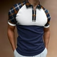thumbnail image 1 of 2022 Zomer Chic Plaid Streep Casual Heren Korte Mouw Polos Patchwork Turn-down Kraag Rits Ontwerp Mannen Straat Kl, 1 of 2