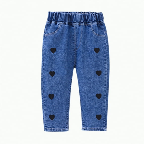 Zanarzt Kids Girls Ripped Straight Jeans Baby Girls Denim Jeans Toddler Kid Pants Jeans Soft High Waist Denim Pants Black,18-24 Months