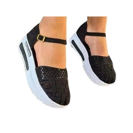

Audeban Women Vintage Ankle Strap Gladiator Shoes Party Breathable Platform Sandal Women s Beach Comfy Thick Sole Closed Toe Wedge Sandals Mary Jane