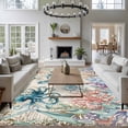 thumbnail image 3 of Large Area Rugs for Living Room Bedroom, Vintage Coastal 5'x8' Rug Washable Carpet Runner Indoor Outdoor, Sea Turtle Octopus Coral Beach Nautical Non Slip Floor Mats Rug for Kitchen, Bathroom, 3 of 8