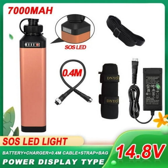 14.8V 7000mAh SOS Battery Charger 0.4M Power cable Set BM5000 Electric Fishing Reel Battery w/power display for Daiwa BM2900 for Daiwa Tanacom 750/1000 for Shimano Beastmaster 9000(w/ Sheath)