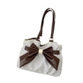 thumbnail image 2 of Bolso Tote Bolso de Hombro Bolso de Mano Lazo Retro Lunares Gran Capacidad Material Tela Adecuado para Trabajo Compras Vacaciones Viaje Blanco, 2 of 9