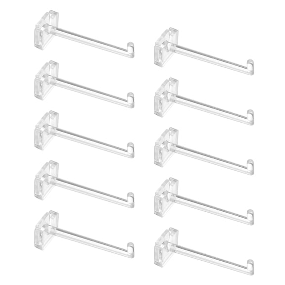 Uxcell 10 Pack Clear Mini Acrylic Hooks 5.7CM 2 Inch Supermarket Shelf Display Hooks, Transparent Organizer Hangers for Supermarket Shelving, Retail Stores, Organization