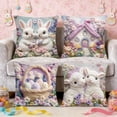thumbnail image 5 of AZXY Easter Decorative Throw Pillow Covers 18x18 Set of 4, Soft Flock Fabric Square Pillow Case, Farmhouse Outdoor Pillow Cover for Couch Sofa Bed Car Spring Easter Home Decor, 5 of 6