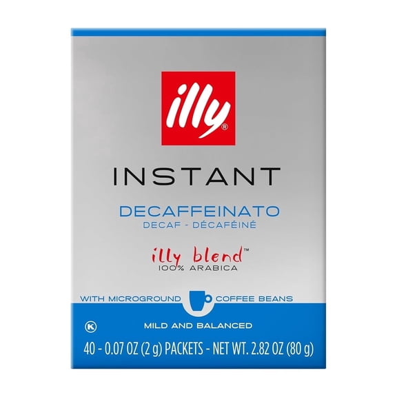 illy Decaf Instant Coffee Singles, Classico Medium Roast, 100% Arabica, 40 Single-Serve Packets (2g Each)