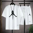 thumbnail image 4 of Conjunto de camiseta y pantalones cortos casuales con estampado de gofres para hombre de nueva marca de verano, conjunto de 2 piezas transpirable de secado rápido para deportes de baloncesto y fitness, 4 of 5