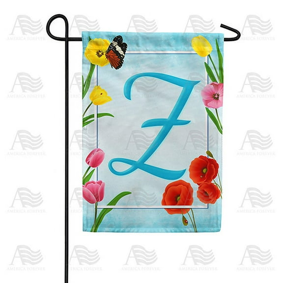 America Forever Spring Monogram Garden Flag Letter Z 12.5 x 18 inches Double Sided Vertical Outdoor, Yard, Lawn, Beautiful Summer Spring Flowers, Tulip, Ladybug, Bees Garden Flag
