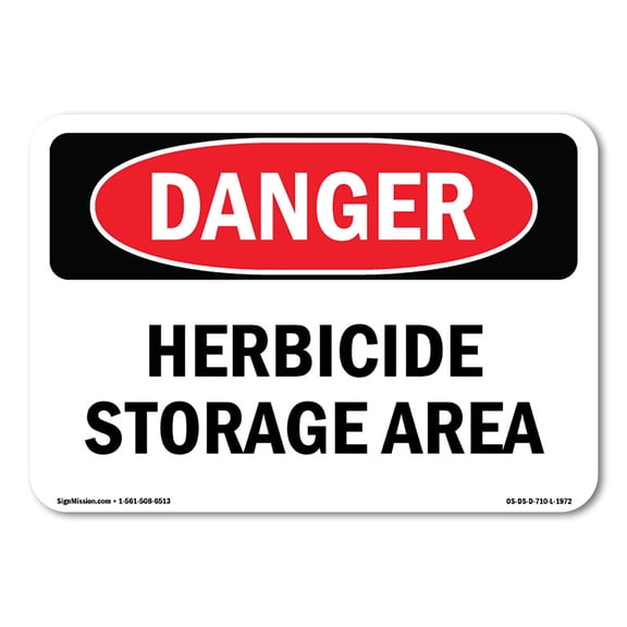 OSHA Danger Sign - Herbicide Storage Area | Plastic Sign | Protect Your Business, Construction Site, Warehouse & Shop Area |  Made in The USA