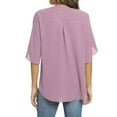 thumbnail image 7 of Jewelreauty Petal Sleeve Tee Shirt for Women Elbow Length V Neck Tunic Tops Summer Casual Loose Blouses (2XL, Purple), 7 of 7