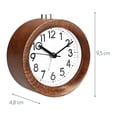 thumbnail image 5 of Reloj despertador analógico de madera, reloj retro con luz de alarma de esfera, reloj de mesa de madera vintage silencioso, 5 of 5
