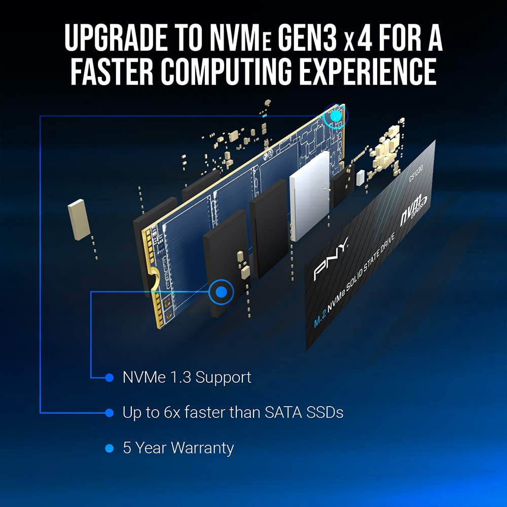 PNY CS1030 250GB M.2 NVMe PCIe Gen3 x4 Internal Solid State Drive (SSD) - M280CS1030-250-RB