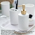 thumbnail image 2 of Ceramic Bathroom Accessory Set, 5 Pcs Bathroom Accessories Set - 1 Soap Dispenser, 2 Tumblers, 1 Toothbrush Holder, 1 Soap Dish, Relief Design, Matte White, 2 of 8
