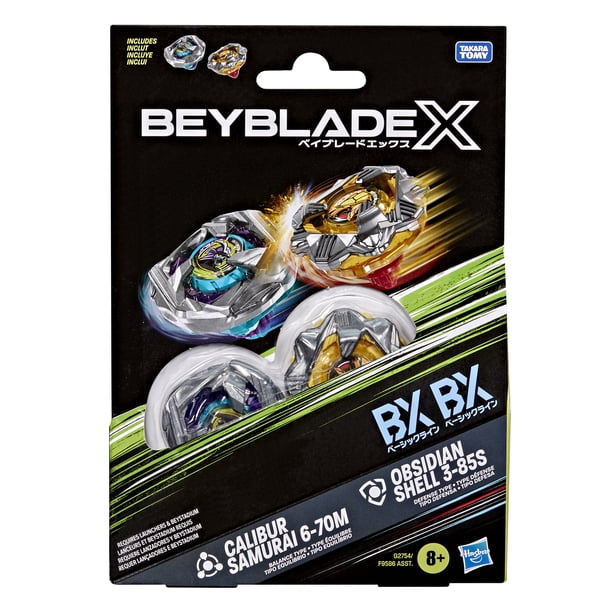 Beyblade X Calibur Samurai 6-70M BX & Obsidian Shell 3-85S BX Duel