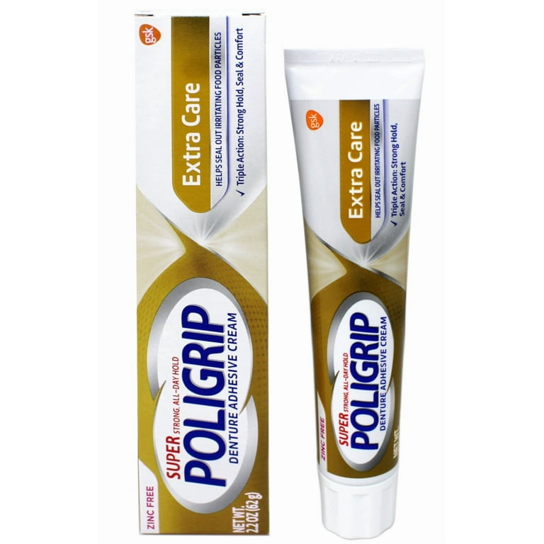 6 Pack - PoliGrip Super, Denture Adhesive Cream, Extra Care - 2.2