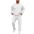 thumbnail image 2 of Qiyinn Men's Comfortable Sweatshirt Crew Neck Long Sleeve Loose 2-Piece Set Solid Color Casual Daily Wear, 2 of 6