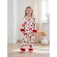 thumbnail image 5 of RUINIXCW Kids Toddler Baby Girl Christmas Silk Stain Pajamas Set Girls Fall Winter PJS Set Sleepwear Gingerbread Man Print Long Sleeve Button Down Shirt and Pants Set Loungewear Homewear 1-7 Years, 5 of 9