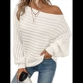 thumbnail image 2 of Suéteres de Otoño para Mujer, Hombros Descubiertos, Mangas Murciélago, Tops de Punto Texturizados, Suéter Extragrande de un Solo Hombro. Benbai XL, 2 of 8