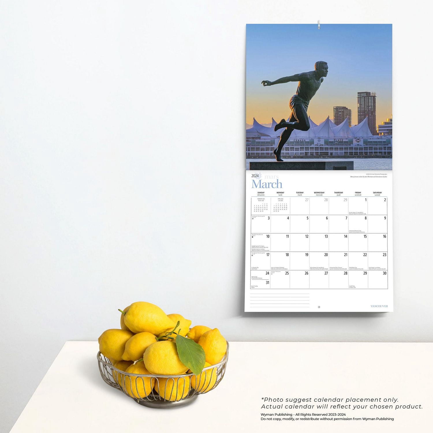 Wyman Publishing Vancouver 2024 30.48x60.96 CM Mur Carré Calendrier, 9781525611681