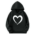 thumbnail image 4 of Atogsazn Children's Girls Valentine's Day Hoodies Kids Long Sleeve Pullover Swearshirt Loose Fit Tops Clothing 04-Black 11-12 Years Fashion, 4 of 5