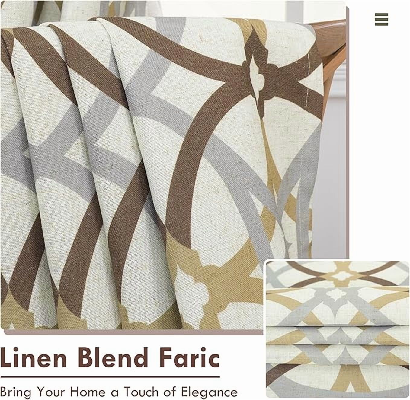 DriftAway Linen 100% Blackout Curtains for Bedroom Linen Look Room Darkening Curtain Draperies Thermal Insulated Grommet Textured 52 Inch by 84 Inch 2 Layers 2 Panels Alexander Brown