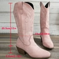 thumbnail image 4 of Mid Calf Cowboy Boots for Women Pointy Toe Chunky Heel Embroidery Wide Calf Pull on Western Booties, 4 of 7
