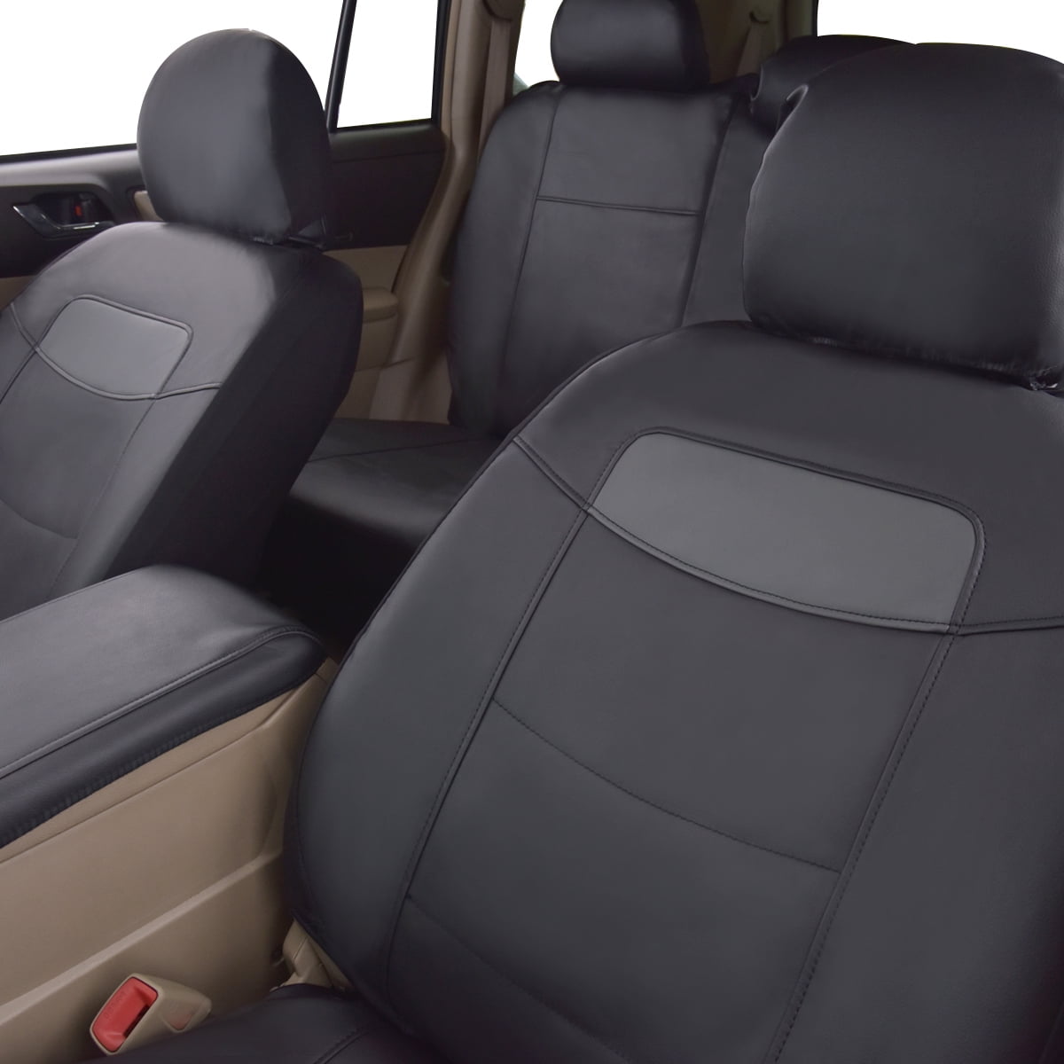 Flying Banner Car Seat Covers Protectors Full Set Synthetic Leather Full Set Black