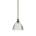 thumbnail image 1 of Toltec 76-NAB-4630 Carina Stem Hung Pendant In New Age Brass Finish With 10.75" Clear Ribbed Glass, 1 of 1