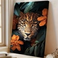 thumbnail image 2 of Leopard Face Tropical Flowers Canvas Wall Art, Wildlife Animal Prints Painting for Living Room Bedroom Bathroom Decor, Framed Ready to Hang Ready to hang-12"L x 8"W, 2 of 10