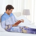 thumbnail image 6 of Susaid Lavender Fields Under Blue Sky Print Men's Long Sleeve Pajama Set, Two-Piece Button-Down Loungewear PJs Set, Comfortable Sleepwear for Relaxation-Large, 6 of 7