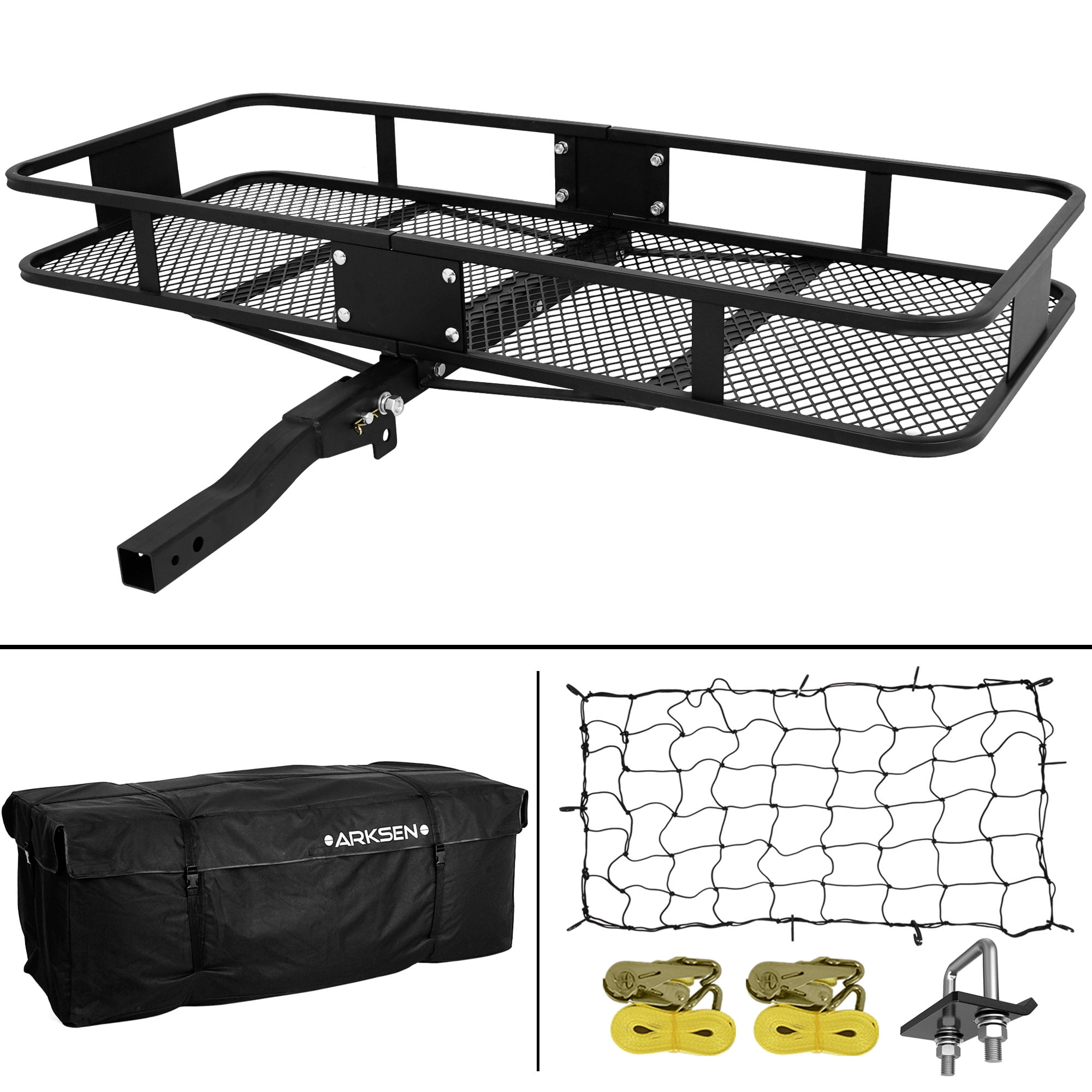 Black Steel 2Inch Folding Shank Ark Motoring Hitch Mount Cargo Carrier