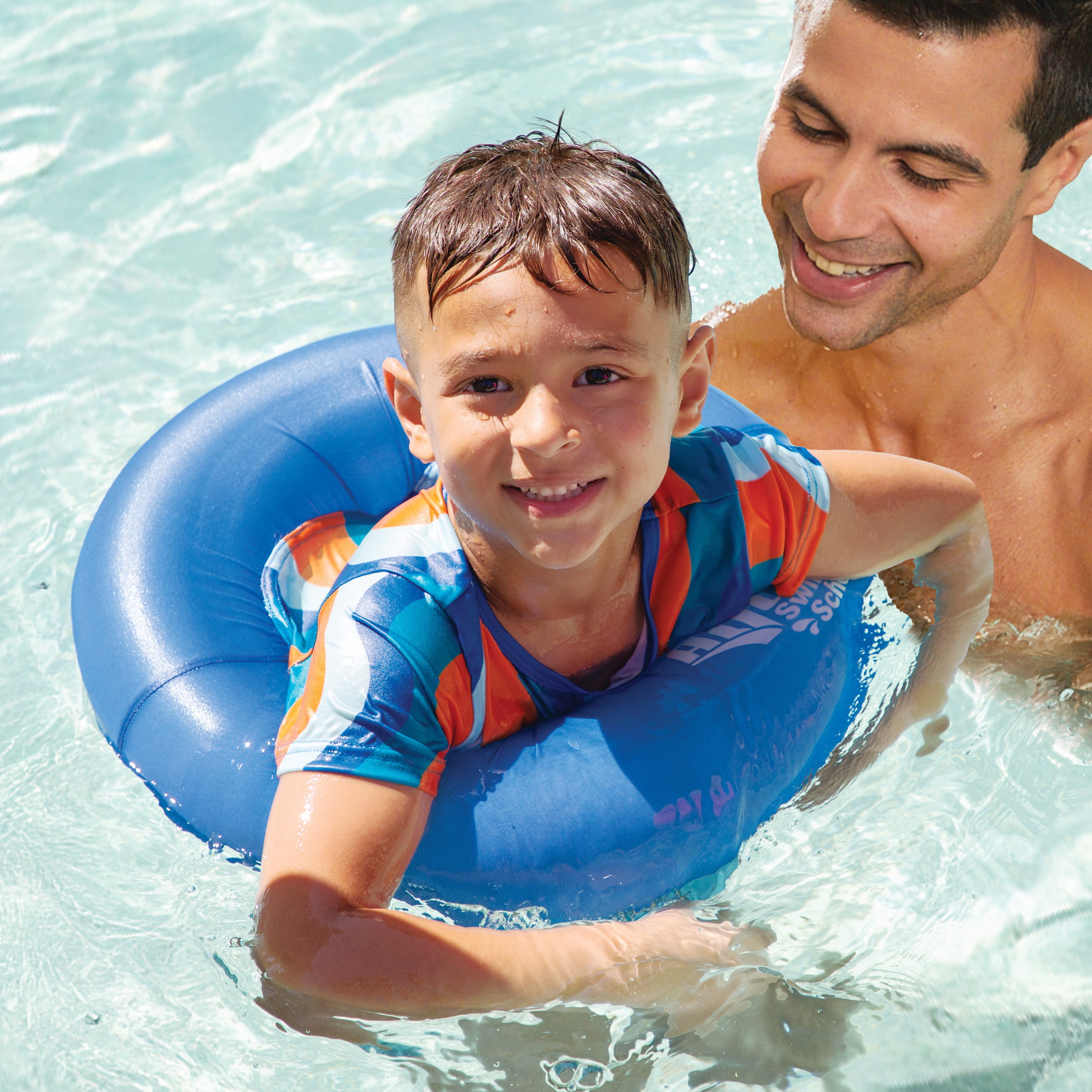 Aqua SwimSchool Inflatable Tot Trainer Pool Float with Adjustable Strap, Ages 2-4, 25-37 lbs, Blue