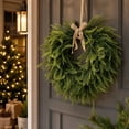 thumbnail image 4 of WWC Christmas Wreath, Artificial Fern Heart-Shaped Holiday Wreath with Burlap Bow, Rustic Christmas Decorations Winter Wreath for Front Door Mantel, 4 of 8
