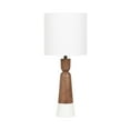 thumbnail image 4 of Kate and Laurel Deori Modern Mango Wood and Marble Bedside Table Lamp, 8 x 8 x 20, Walnut Brown and White Marble, Decorative Tapered Hourglass Tabletop Desk Lamp with Linen Shade for Living Room Decor, 4 of 10