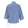 thumbnail image 3 of dGslk Women’s Loose Fit V Neck Wrap Blouse with Adjustable Waist Tie and 3/4 Sleeve Lightweight Casual Top for Work and Daily Wear Sky Blue XL, 3 of 4