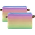 thumbnail image 2 of FREEAMG Rainbow Pastel Storage Basket, Durable Canvas Organizer With Handles Large Collapsible Storage Bins Boxes for Home Office Closet - 1pack, 2 of 7