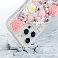 thumbnail image 6 of Compatible with iPhone 15 Pro Max Bling Case with Strap, Luxury Glitter Rhinestone Diamond Crystal Sparkle Rose Flower Pearl Floral Bracelets Soft Bumper Case Cover for Women Girls Pink, 6 of 14