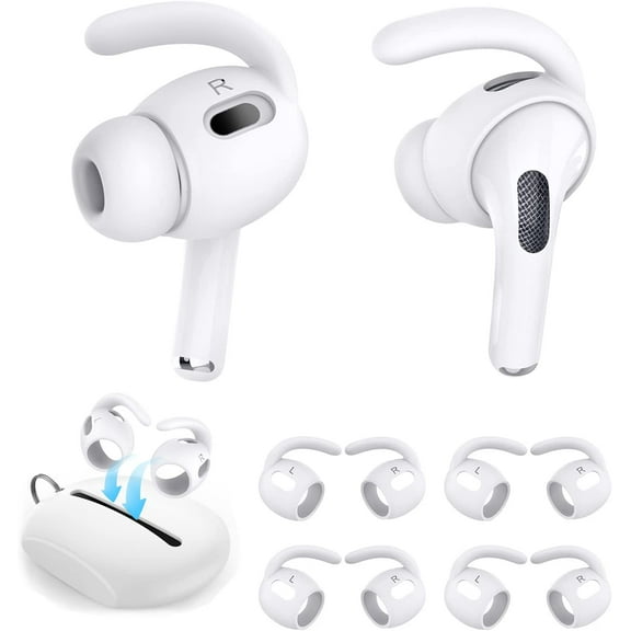 Replacement Ear Hooks for AirPods Pro 2 Ear Tips Anti Slip Silicone Earbuds Cover for AirPods Pro2 Accessory Wing Tips White 4 Pairs